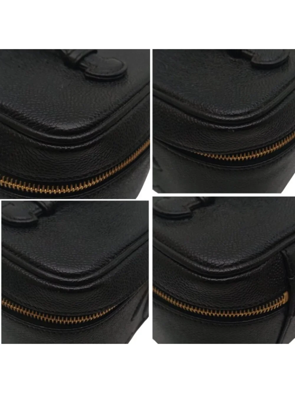 Chanel Caviar Leather Vanity Bag CC Logo Black Bag with Card